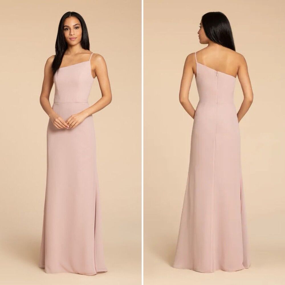 Hayley Paige Occasions One Shoulder Maxi Gown Pink 8